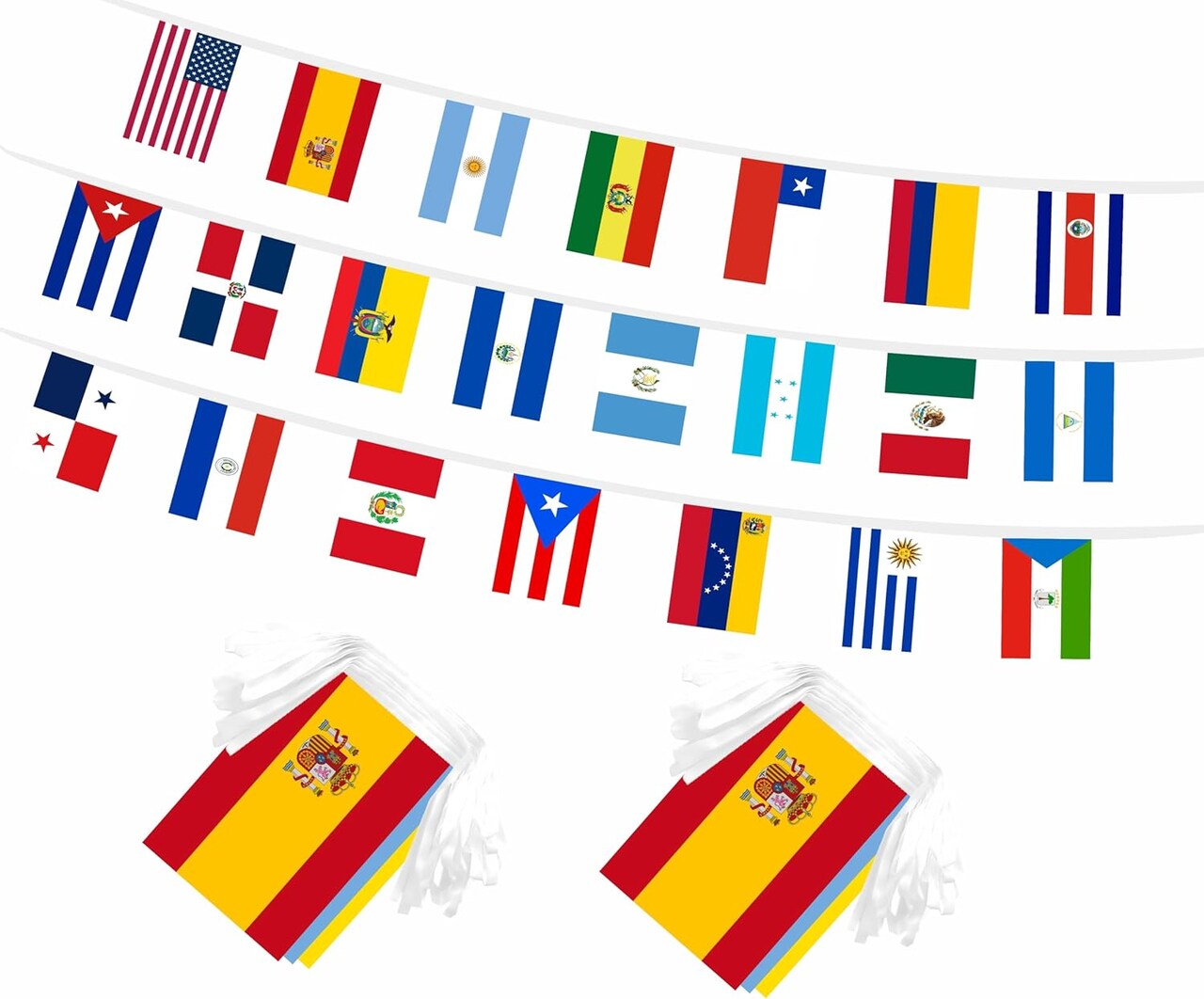 2 Sets Latin America Flags Banner String - 60 Ft 44 Flags